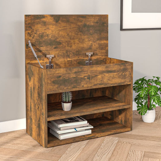 vidaXL Banc à chaussures Chêne fumé 60x30x45 cm Bois d'ingénierie