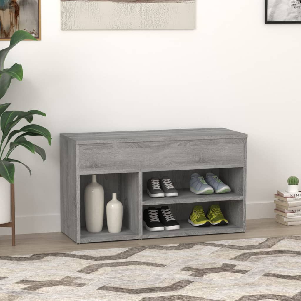 vidaXL Banc à chaussures Sonoma gris 80x30x45 cm Bois d'ingénierie