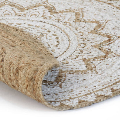 vidaXL Tapis de sol Jute tressée imprimée 180 cm Rond