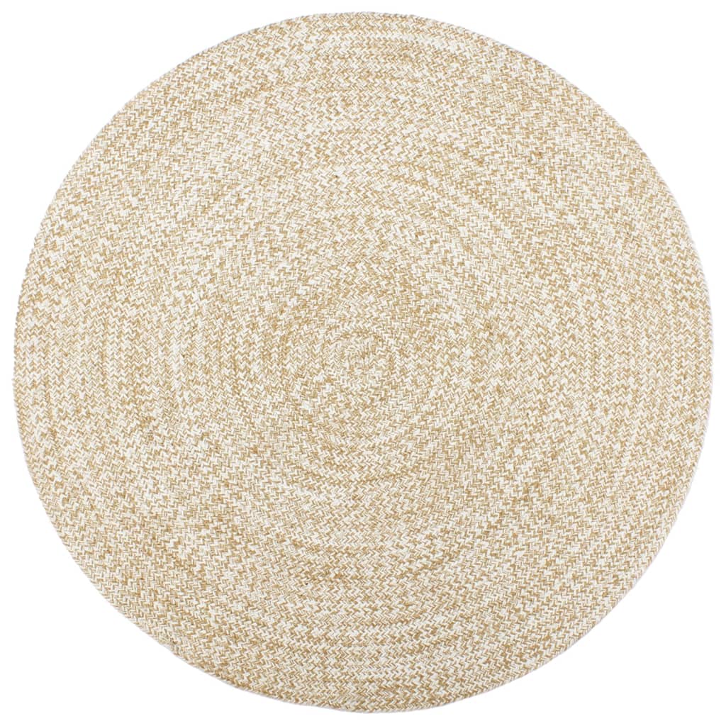 vidaXL Tapis fait à la main Jute Blanc et marron 180 cm