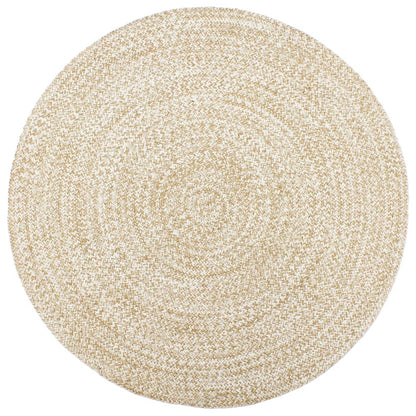 vidaXL Tapis fait à la main Jute Blanc et marron 180 cm