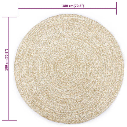 vidaXL Tapis fait à la main Jute Blanc et marron 180 cm