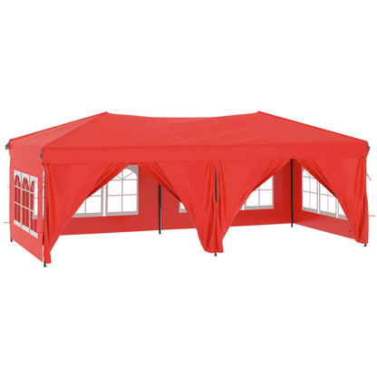 vidaXL Tente de réception pliable avec parois Rouge 3x6 m