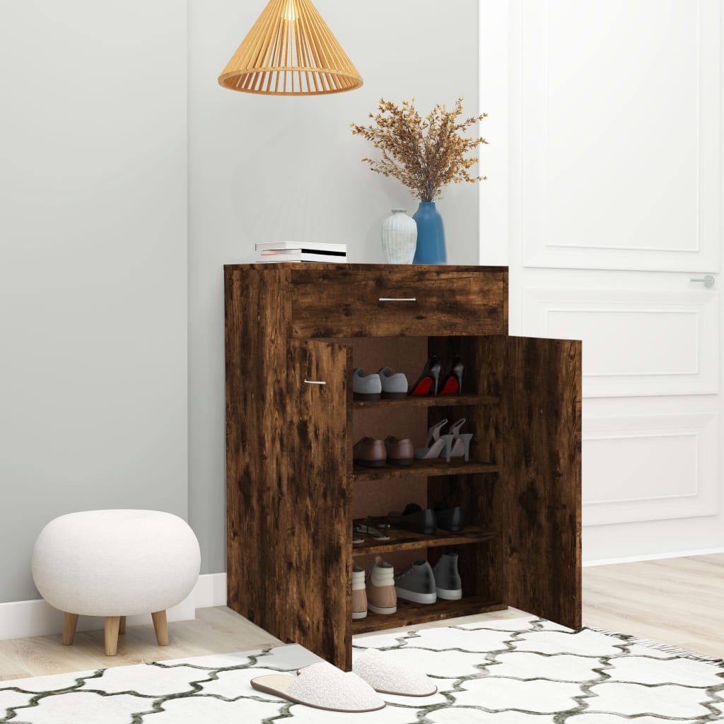 vidaXL Armoire à chaussures Chêne fumé 60x35x84 cm Bois d'ingénierie