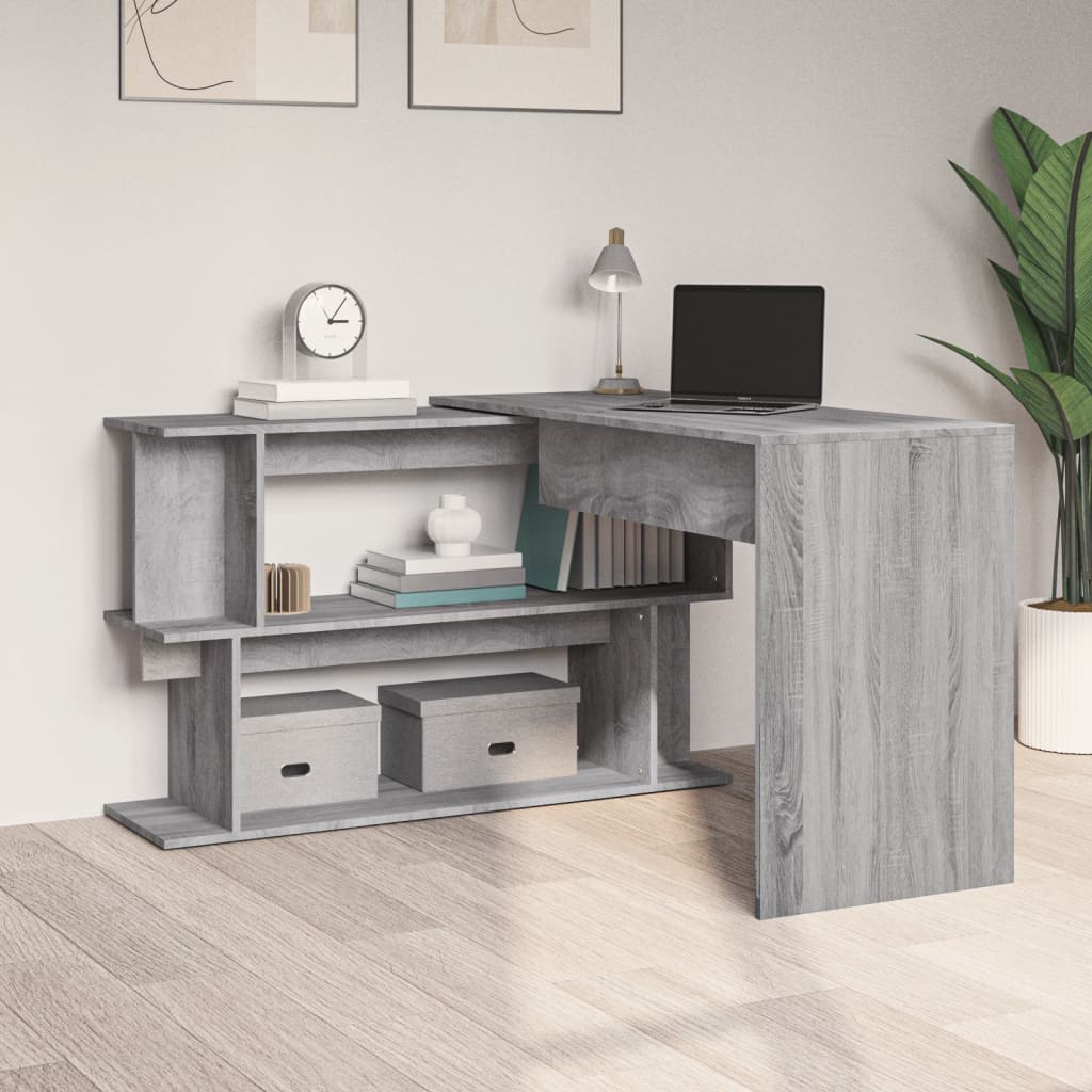 vidaXL Bureau d'angle Sonoma gris 200x50x76 cm Bois d'ingénierie