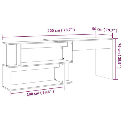 vidaXL Bureau d'angle Sonoma gris 200x50x76 cm Bois d'ingénierie