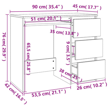 vidaXL Bureau Sonoma gris 90x45x76 cm Bois d'ingénierie