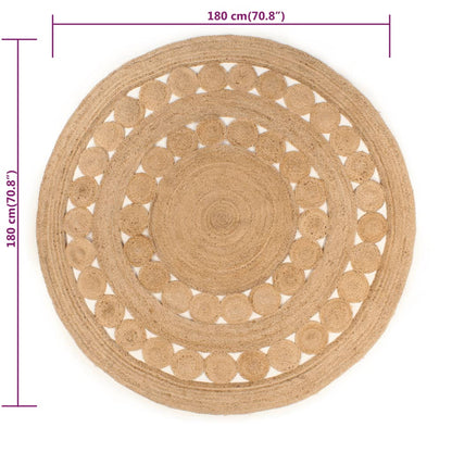 vidaXL Tapis Design tressé Jute 180 cm Rond