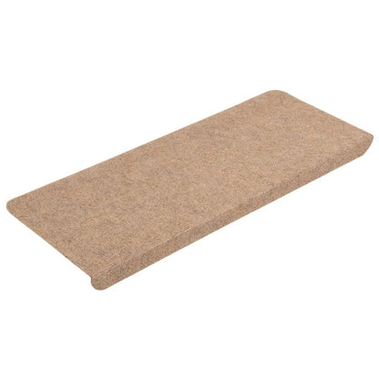 vidaXL Tapis d'escalier auto-adhésifs 15 pcs 65x24,5x3,5 cm Beige