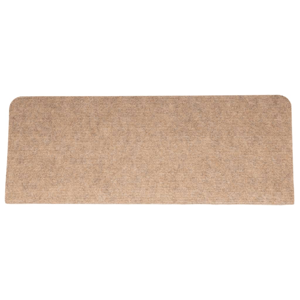 vidaXL Tapis d'escalier auto-adhésifs 15 pcs 65x24,5x3,5 cm Beige