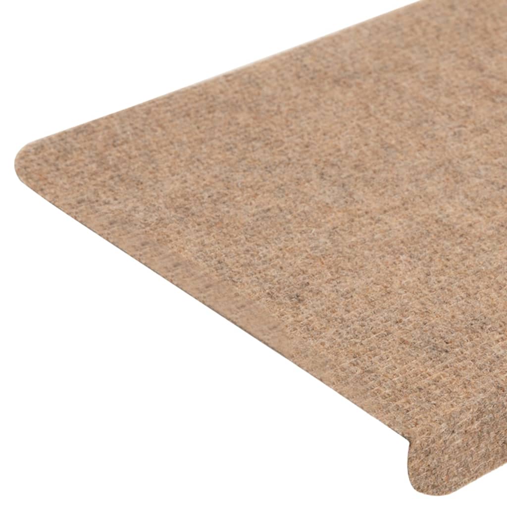 vidaXL Tapis d'escalier auto-adhésifs 15 pcs 65x24,5x3,5 cm Beige