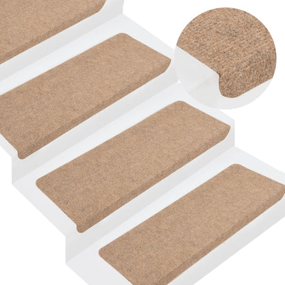 vidaXL Tapis d'escalier auto-adhésifs 15 pcs 65x24,5x3,5 cm Beige