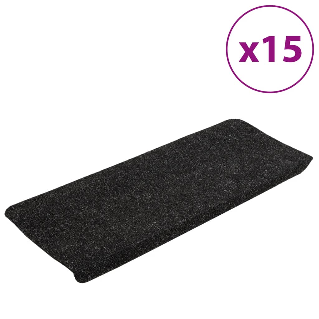 vidaXL Tapis d'escalier auto-adhésifs 15 pcs 65x24,5x3,5 cm Anthracite