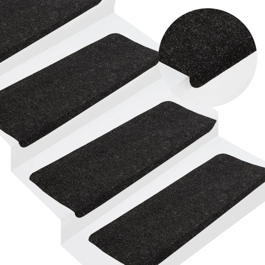 vidaXL Tapis d'escalier auto-adhésifs 15 pcs 65x24,5x3,5 cm Anthracite