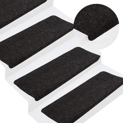 vidaXL Tapis d'escalier auto-adhésifs 15 pcs 65x24,5x3,5 cm Anthracite