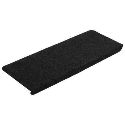 vidaXL Tapis d'escalier auto-adhésifs 15 pcs 65x24,5x3,5 cm Noir