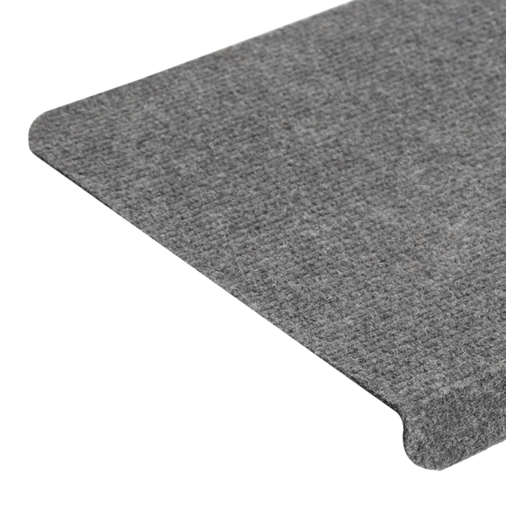 vidaXL Tapis d'escalier autocollants 15 pcs 65x24,5x3,5 cm Gris