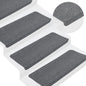 vidaXL Tapis d'escalier autocollants 15 pcs 65x24,5x3,5 cm Gris