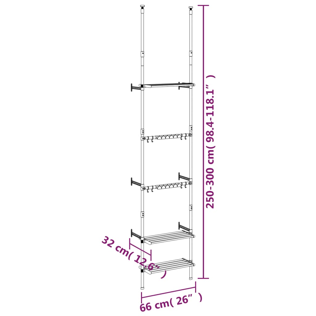 vidaXL Support de jardin télescopique à 3 étagères Argenté Aluminium