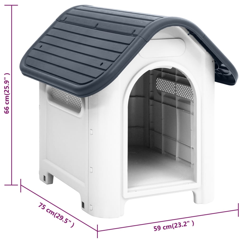 vidaXL Niche pour chien Gris 59x75x66 cm Polypropylène