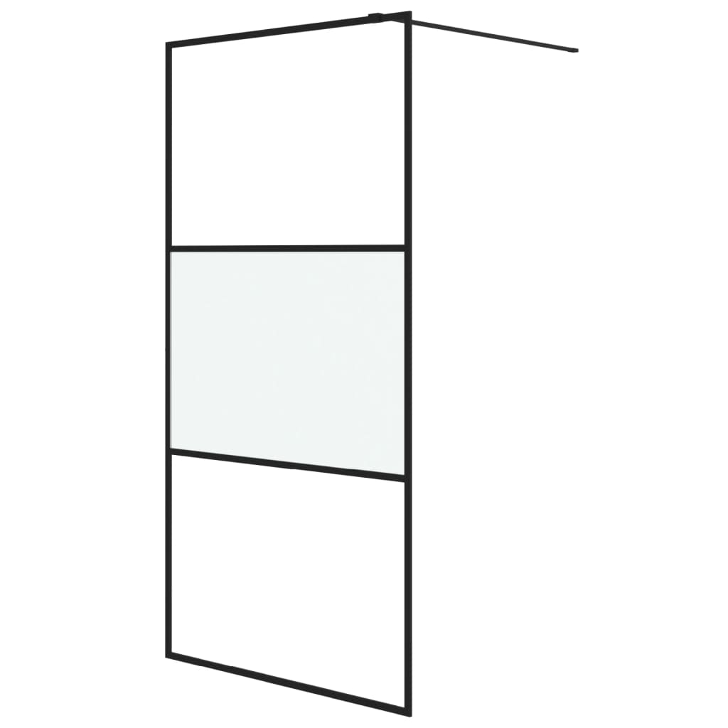 vidaXL Paroi de douche Noir 100x195 cm Verre ESG demi-dépoli