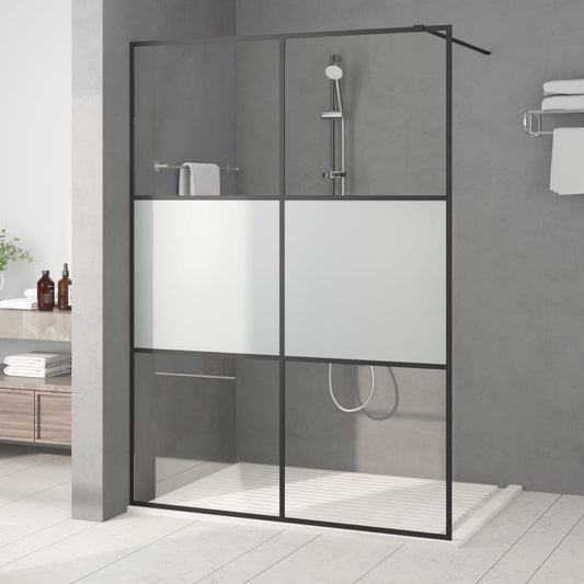 vidaXL Paroi de douche Noir 140x195 cm Verre ESG demi-dépoli