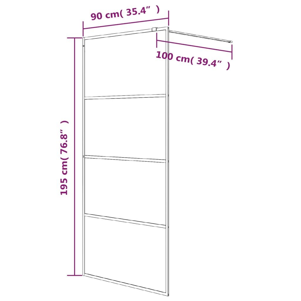vidaXL Paroi de douche Noir 90x195 cm Verre ESG demi-dépoli