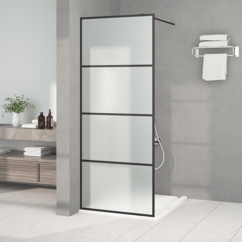 vidaXL Paroi de douche Noir 80x195 cm Verre ESG dépoli