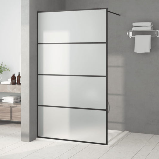 vidaXL Paroi de douche Noir 115x195 cm Verre ESG dépoli