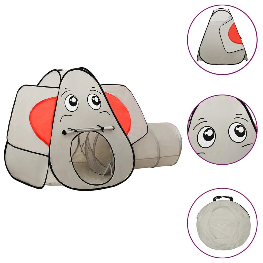 vidaXL Tente de jeu pour enfants 250 balles Éléphant Gris 174x86x101cm