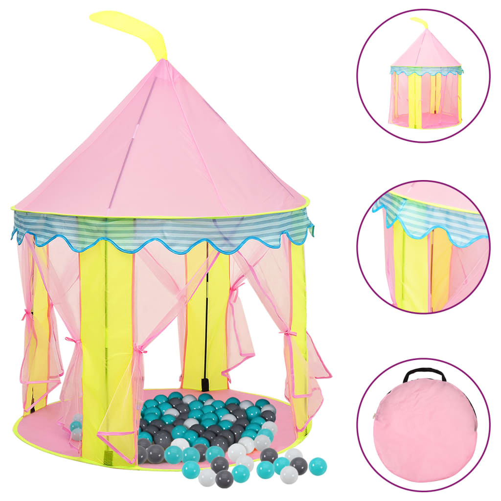 vidaXL Tente de jeu pour enfants avec 250 balles Rose 100x100x127 cm
