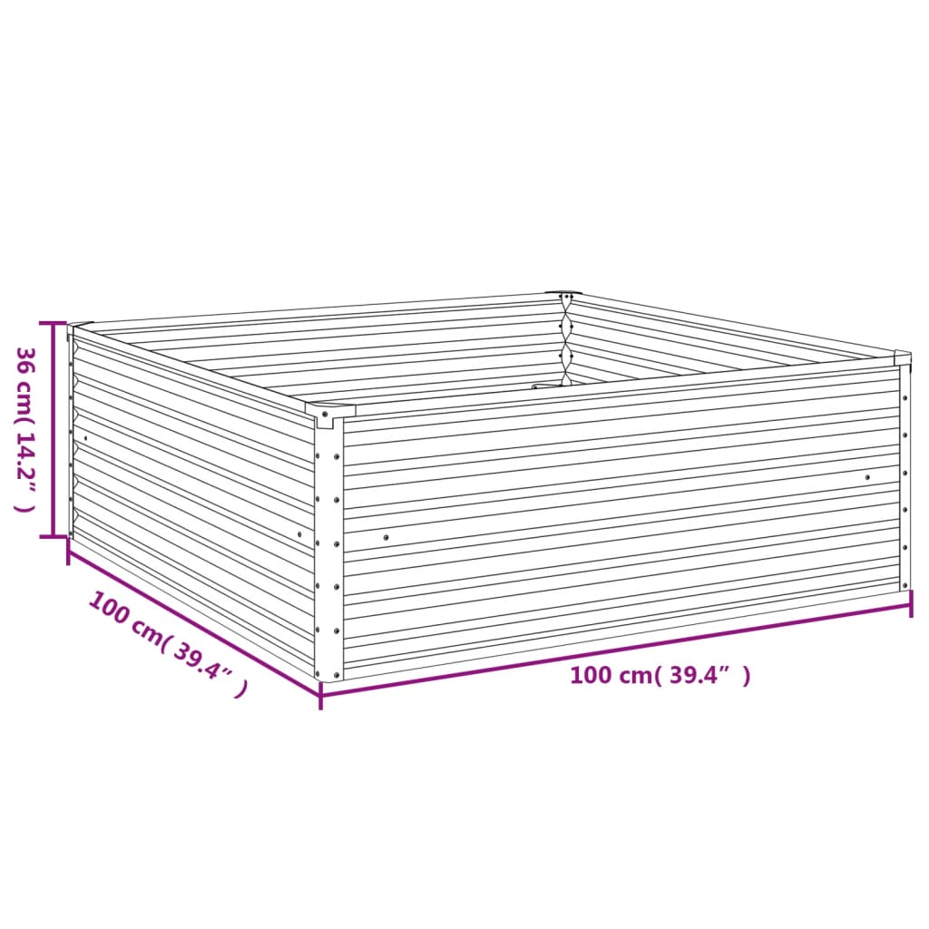 vidaXL Lit surélevé de jardin 100x100x36 cm acier corten