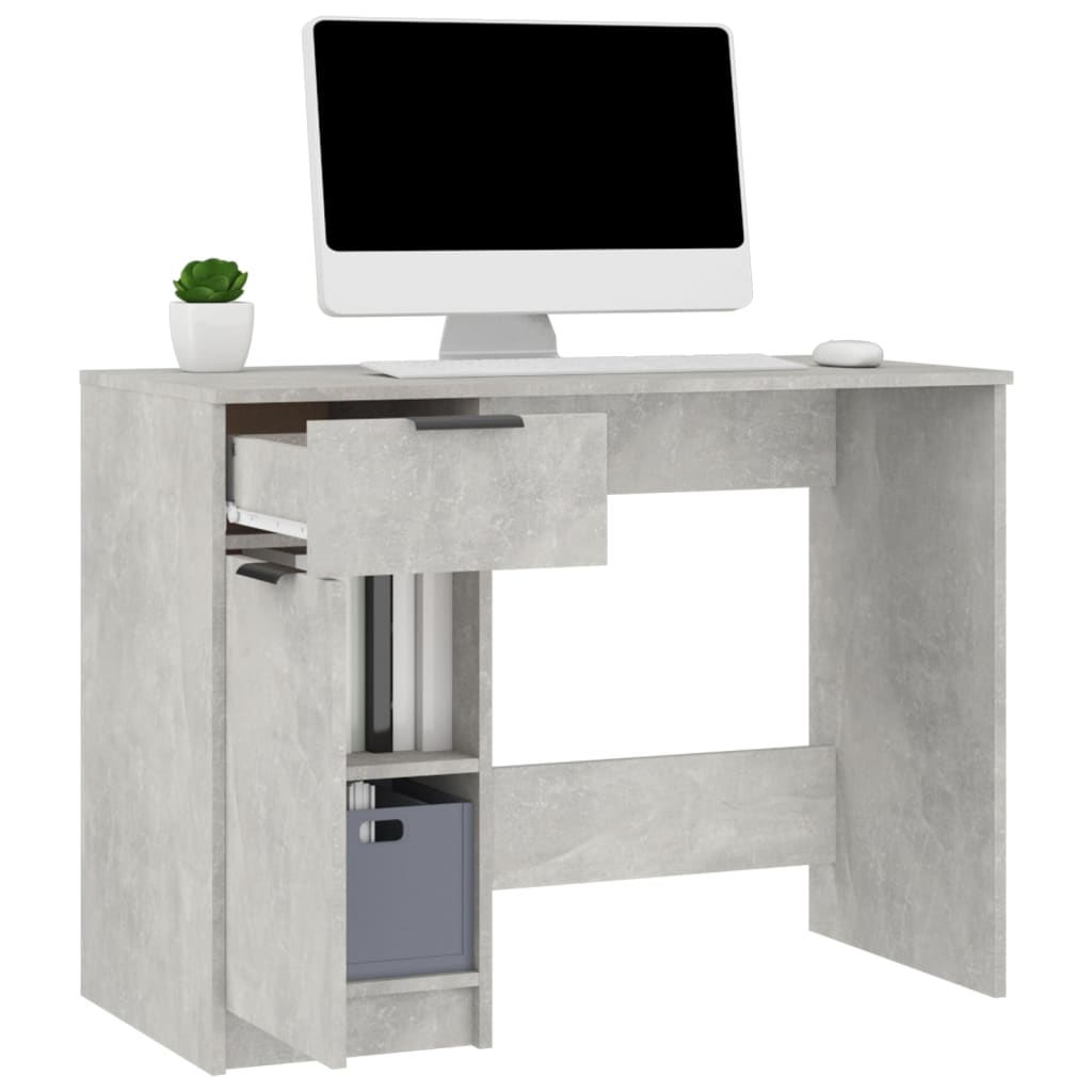 vidaXL Bureau Gris béton 100x50x75 cm Bois d'ingénierie