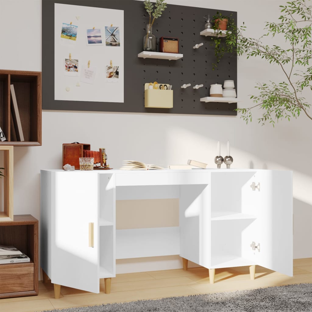 vidaXL Bureau Blanc 140x50x75 cm Bois d'ingénierie
