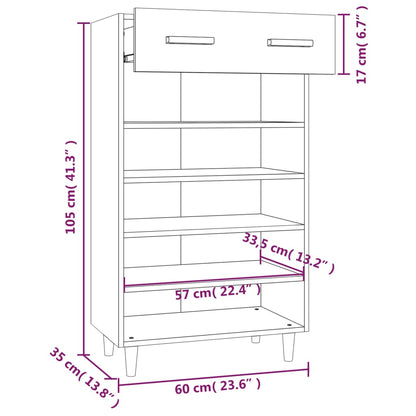 vidaXL Armoire à chaussures Blanc 60x35x105 cm Bois d'ingénierie