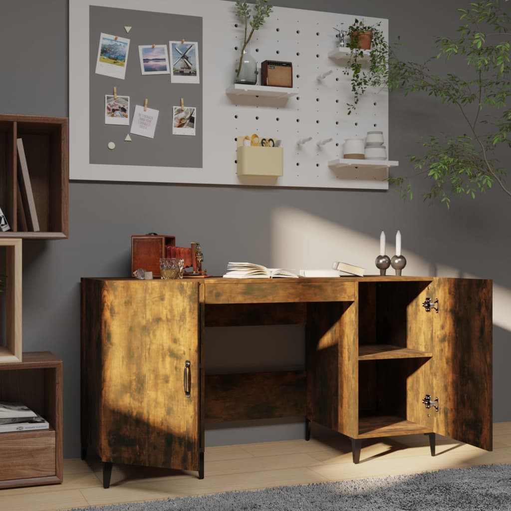vidaXL Bureau Chêne fumé 140x50x75 cm Bois d'ingénierie
