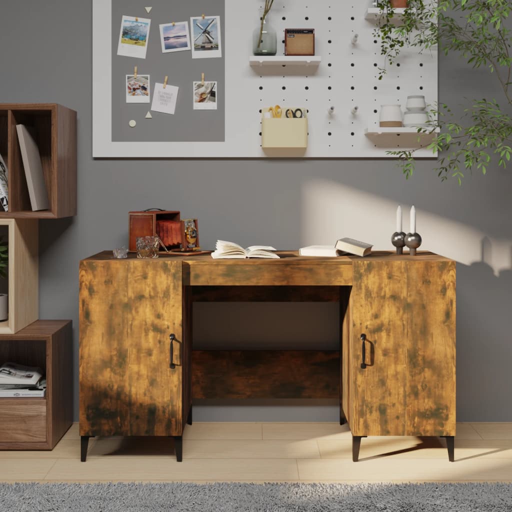 vidaXL Bureau Chêne fumé 140x50x75 cm Bois d'ingénierie