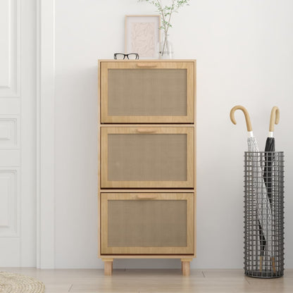 vidaXL Armoire à chaussures Marron 52x25x115cm Bois d'ingénierie/rotin