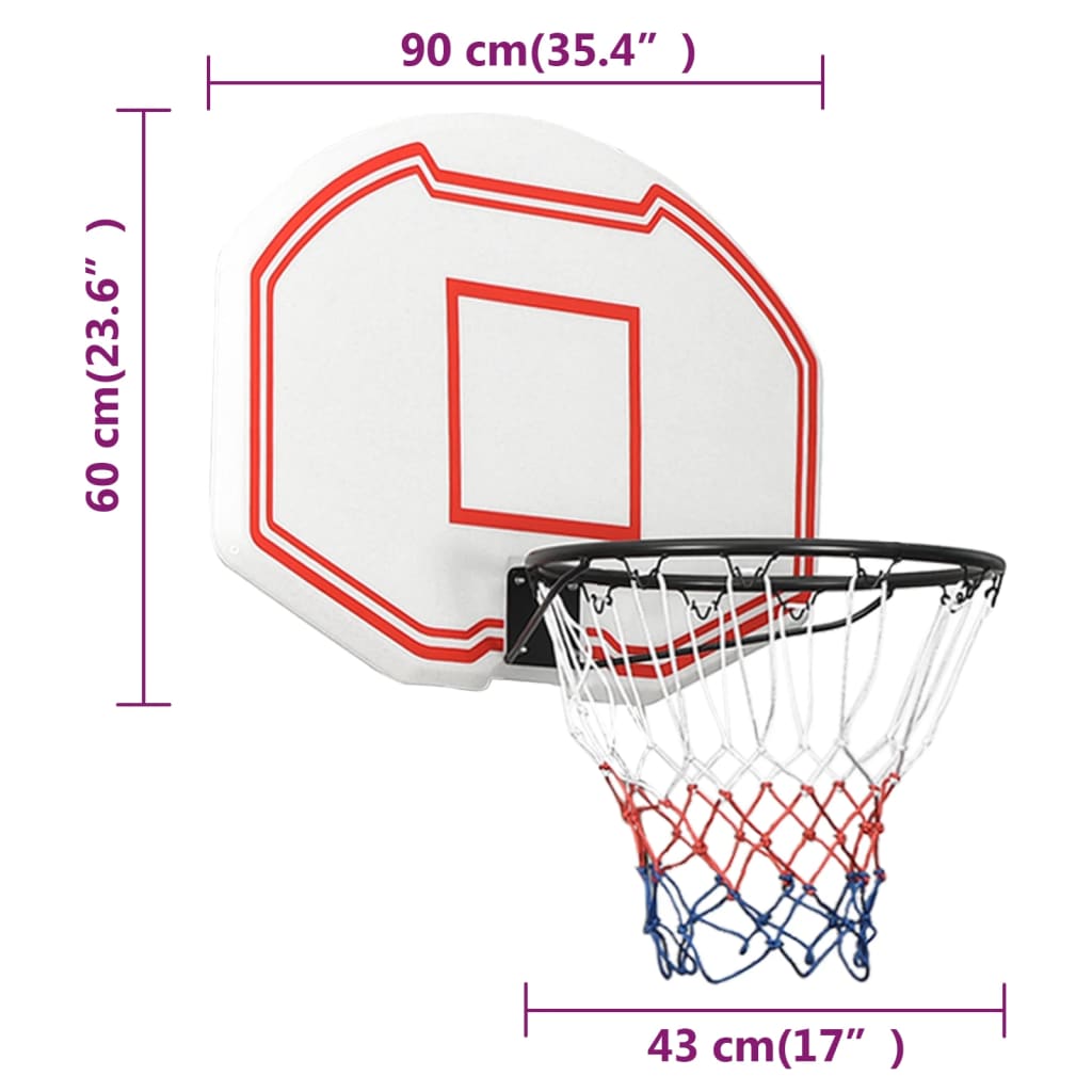 vidaXL Panneau de basket-ball Blanc 90x60x2 cm Polyéthylène