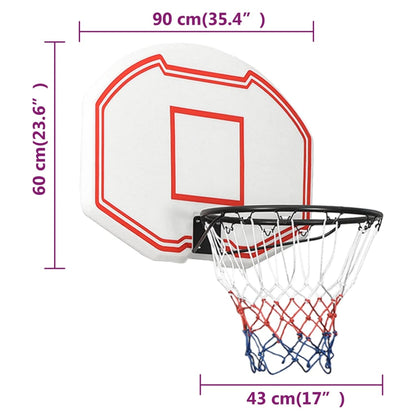 vidaXL Panneau de basket-ball Blanc 90x60x2 cm Polyéthylène