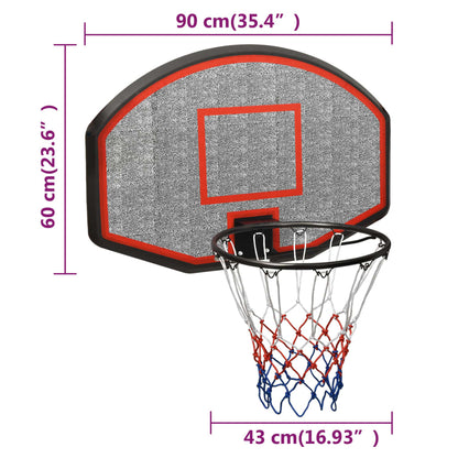 vidaXL Panneau de basket-ball Noir 90x60x2 cm Polyéthylène