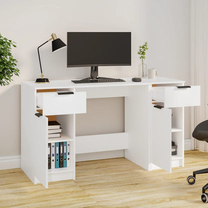 vidaXL Bureau avec armoire latérale Blanc Bois d'ingénierie