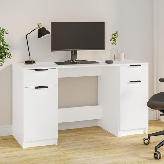 vidaXL Bureau avec armoire latérale Blanc Bois d'ingénierie