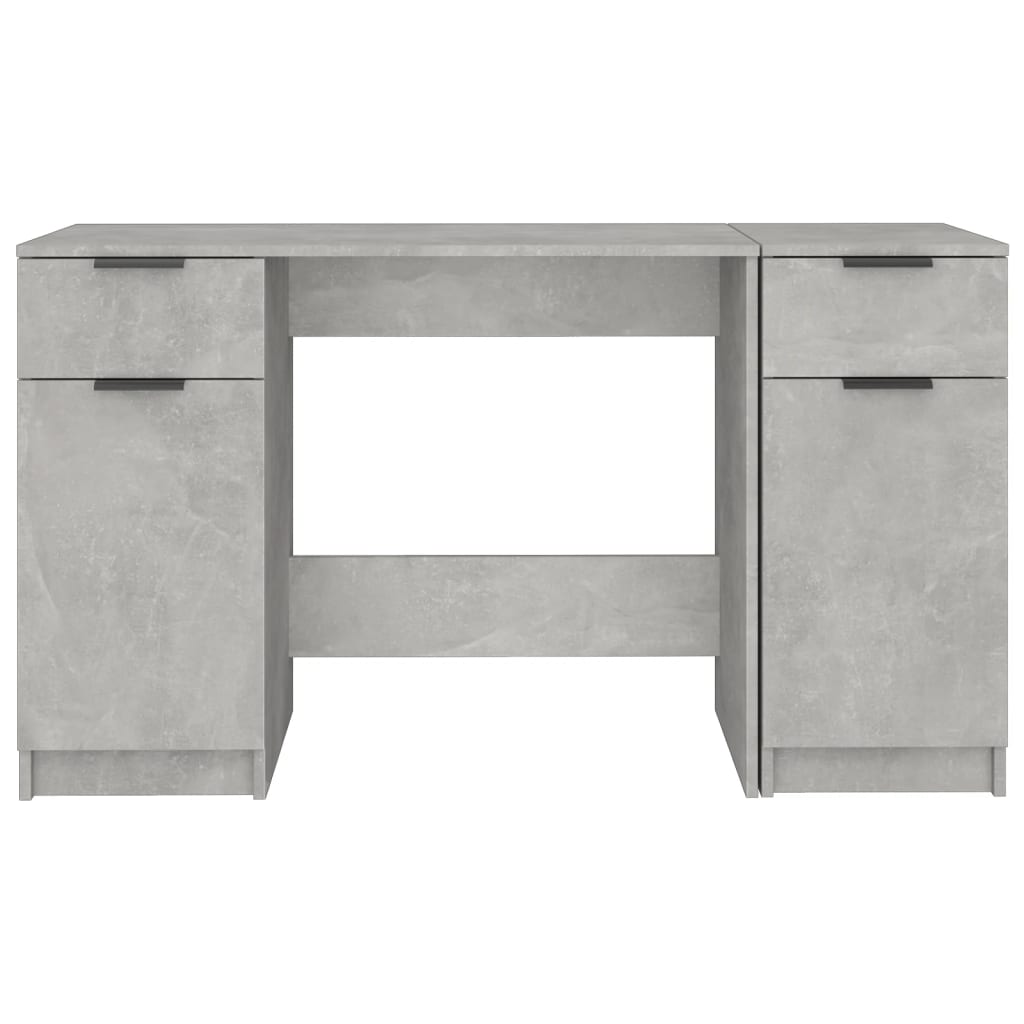 vidaXL Bureau avec armoire latérale Gris béton Bois d'ingénierie