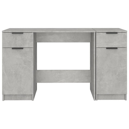 vidaXL Bureau avec armoire latérale Gris béton Bois d'ingénierie