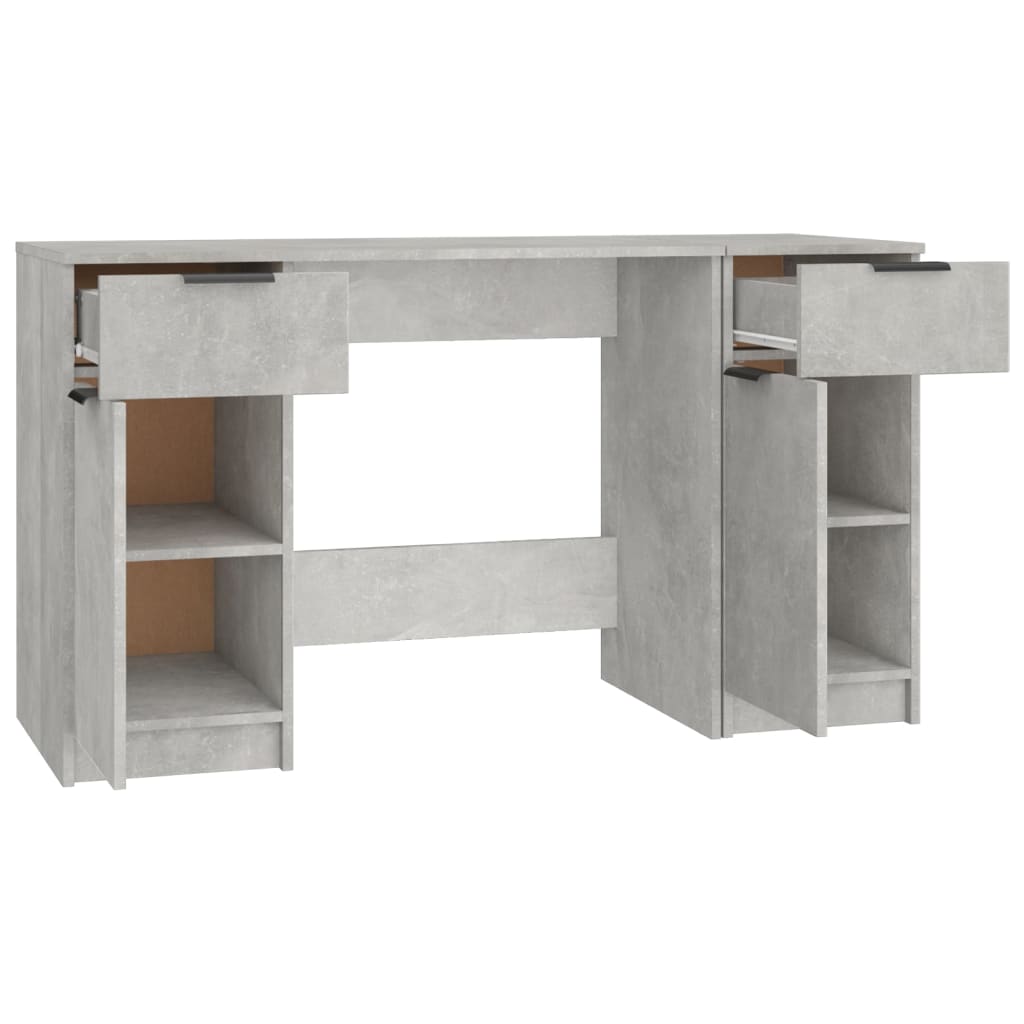 vidaXL Bureau avec armoire latérale Gris béton Bois d'ingénierie