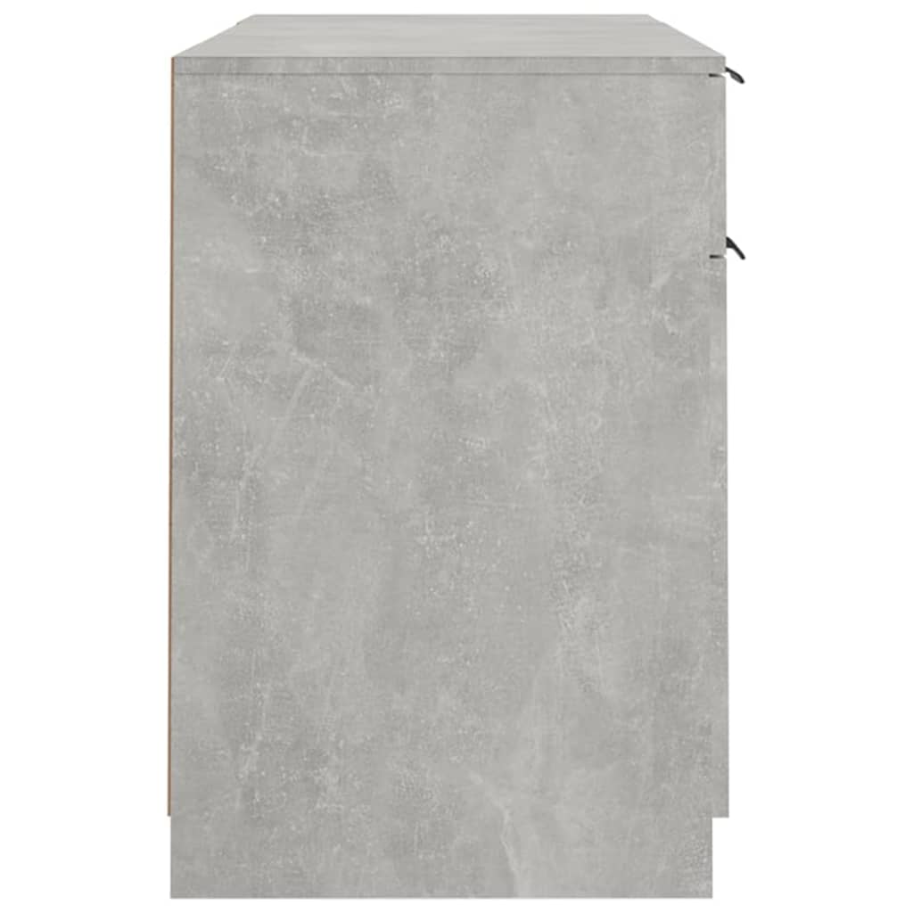 vidaXL Bureau avec armoire latérale Gris béton Bois d'ingénierie