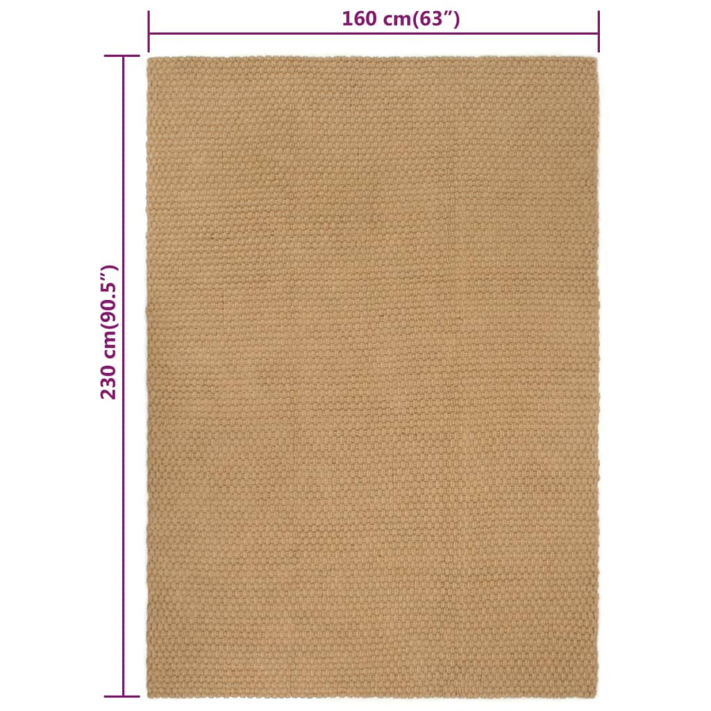 vidaXL Tapis rectangulaire Naturel 160x230 cm Jute
