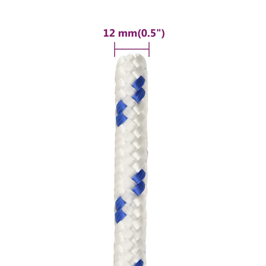 vidaXL Corde de bateau Blanc 12 mm 100 m Polypropylène