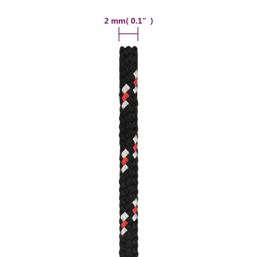 vidaXL Corde de bateau Noir 2 mm 25 m Polypropylène
